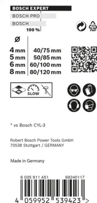 Image de BOSCH 2608900649 BOSCH EXPERT CYL-9 MultiConstruction Mehrzweckbohrer-Set, 4-teilig