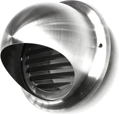 Produktbild von Edelstahl Lufthaube mit Insektenschutzgitter Lamellengitter Kugelhaube Abluft 125mm