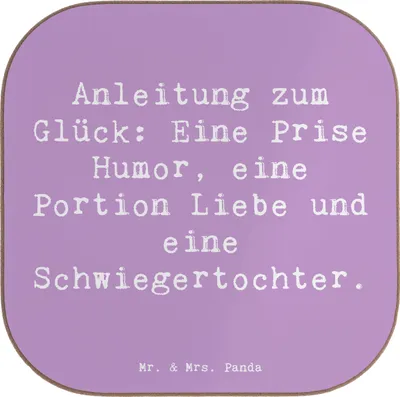 Produktbild von Mr. & Mrs. Panda Tischuntersetzer Spruch Humor Liebe Schwiegertochter - Lavendeltraum - Geschenk, einzigartige Designs, Schwiegereltern, Untersetzer Gläser, Weihnachten