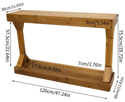 Produktbild von Konsolentisch aus Massivholz - Flur- & Eingangstisch - 120 cm rechteckig - Landhaus / Vintage Stil - Sofatisch hinter Sofa - Naturholz