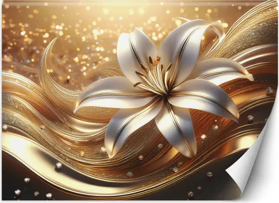 Produktbild von Vlies fototapete Blume 200x140 cm Feeby Gold inkl. Kleber einfache Montage