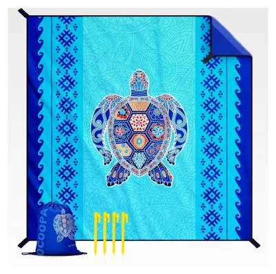 Produktbild von Sandfreie Stranddecke, Extra groß, Wasserdichtes Picknicktuch aus weichem und strapazierfähigem Material, leicht und tragbar, ideal für Reisen, Camping und Strandurlaub