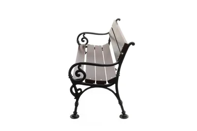 Obrázok produktu pre Liatinová lavička s operadlom, mestská drevená záhradná lavička, model: 0109, farba: palisander 155x69x40 cm