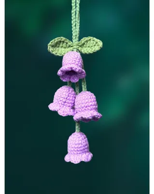 Obrázok produktu pre Zrkadlo do auta, motív: fialkové kvietky, ručne háčkované, 15 cm