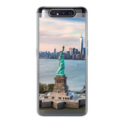 Produktbild von MuchoWow® Handyhülle Schutzhülle Hülle für Samsung Galaxy A80 Freiheitsstatue mit der Skyline von New York Silikon Softcase Handy Hülle - Schutzdeckel