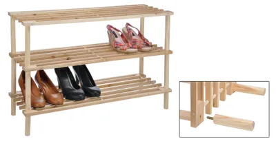Produktbild von Haushalt International Schuhregal mit 3 Böden, aus Holz mit
