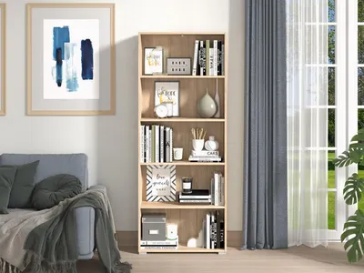 Immagine prodotto di Dmora Libreria Urgnano 70x25x177h cm Marrone Rovere, 4 Ripiani Installazione a Terra