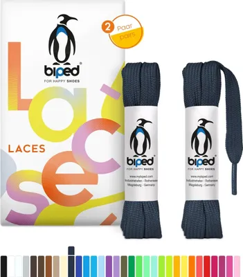 Produktbild von biped LACES 2 Paar flache Schnürsenkel aus Polyester 10 mm breit z2913(#29 navy blue,130 cm)