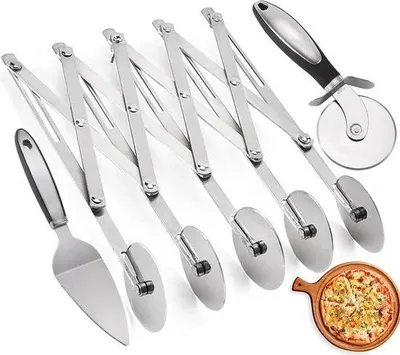 Produktbild von Famanu Pizzaschneider 5 Räder - Edelstahl Teigschneider für Pizza, Kuchen, Waffeln