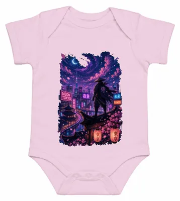 Produktbild von Cyberpunk Samurai Neon Tokyo Japan Skyline Sakura Retro Y2K Katana Baby Body, Pink, 0/3