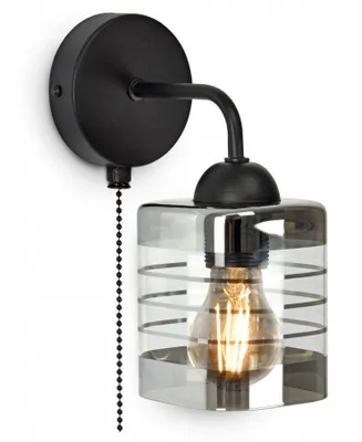 Zdjęcie produktu dla Luxolar lampa ścienna z włącznikiem srebrno-przezroczysta E27 60W - Wewnętrzna lampa ścienna do salonu, kuchni - Nowoczesny design