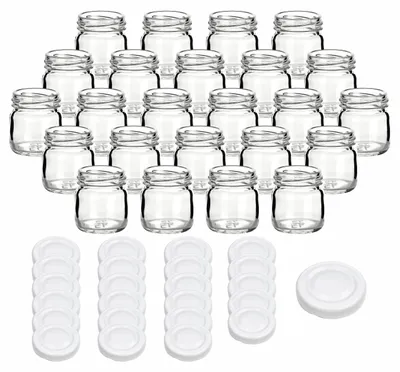 24 Mini-Einmachgläser 40 ml mit weißem Schraubdeckel