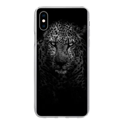 Produktbild von MuchoWow® Handyhülle Schutzhülle Hülle für iPhone Xs Leopard - Schwarz - Weiß Silikon Softcase Handy Hülle - Handytasche