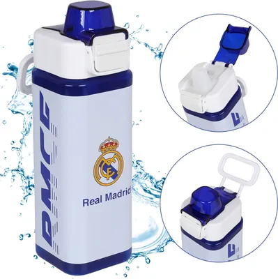 Obrázek produktu pro Real Madrid Modrobílá láhev s náustkem a držadlem, školní láhev pro chlapce 500ml