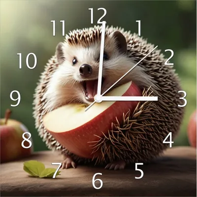 Produktbild von Wallario Design Wanduhr Lustiger Igel aus Echtglas, Größe 30 x 30 cm