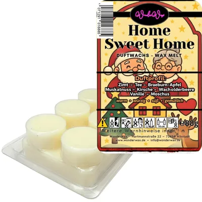 Produktbild von WonderWax Duftwachs Weihnachten Wax Melts für Duftlampe, 6 Kreise Duftmelt Wachsmelt Sojawachs Duftwachs Würfel für Raumdüfte, Wachs Duftöl Winter Indoor Schmelzen für Aromalampe Home Sweet Home