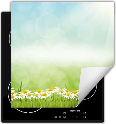 Produktbild von DarHaus Herdabdeckplatte 50x52 cm Anti Rutsch Matte Aufrollbar, Gänseblümchen - Blumen