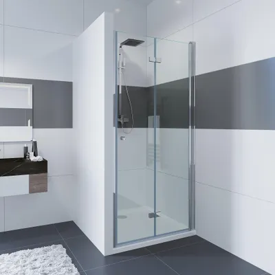Produktbild von IMPTS Duschtür 100cm Falttür Rahmenlos Duschabtrennung Nische Duschkabine Sicherheitsglas Nischentür Dusche Höhe 185cm