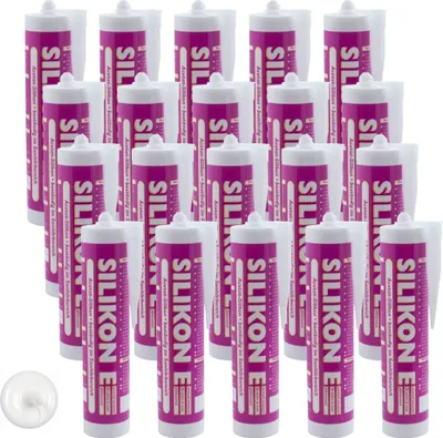 Produktbild von ARLI SET: 20x Silikon 310ml weiß Universal Sanitär Bad Dusche Küche Fuge Fenster innen außen - 20 Kartuschen
