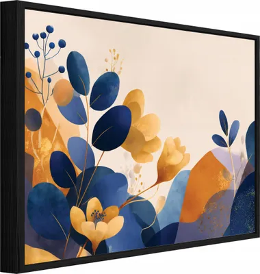 Produktbild von Bilder mit Rahmen Abstrakt Blätter Blumen - 100x70 cm - Wandbilder Wohnzimmer Schlafzimmer - Leinwand Bilder mit Rahmen Beige - PPR16342O1