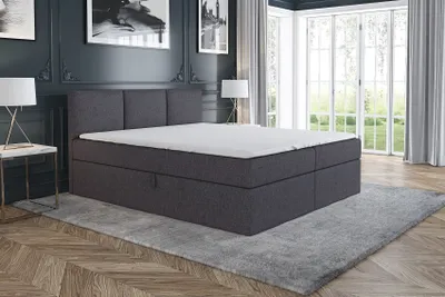 Produktbild von Boxspringbett MARKO  160x200 mit 2 Bettkästen, Bonell-Matratze und Topper. Möbel vom Hersteller- Handarbeit!Bett Komplett-Set mit Matratze,Bettkasten & Kopfteil. Stoff SAVANA. Elegantes Bett mit massives Kopfteil.