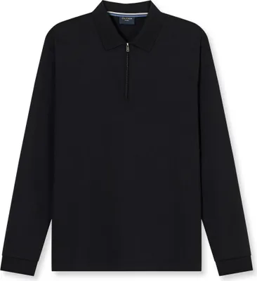 Produktbild von Olymp Langarm-Zip-Poloshirt aus Interlock-Jersey schwarz Größe L Modell 543084