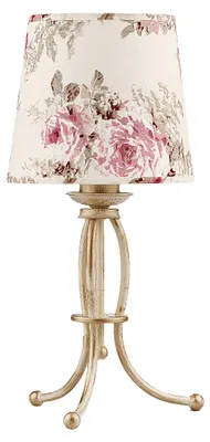 Produktbild von JUPITER Tischleuchte SARA Landhausstil 1-flammig E27 Beige Rosa Stoff Blumen Stahl Metal