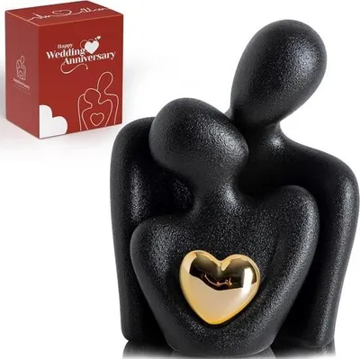Produktbild von Schlafzimmerdeko für Paare – Weiß – Dekoartikel – TV-Ständer-Deko – Porzellangeschenk – Paarfigur & -skulptur – Romantische Figur – Liebesdeko – Valentinstag – Hochzeit – Kommoden-Deko fürs Schlafzimmer