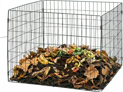 Produktbild von Relaxdays Komposter Metall, Biokomposter für den Garten, HxBxT: 70 x 90 x 90 cm, 560 Liter, Drahtkomposter, schwarz