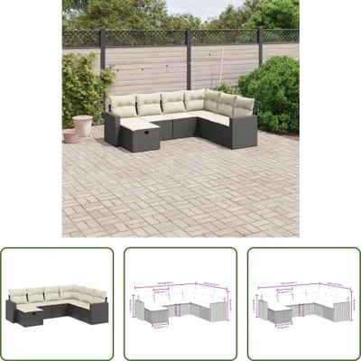 Produktbild von The Living Store 7-tlg. Garten-Sofagarnitur mit Kissen Schwarz Poly Rattan
