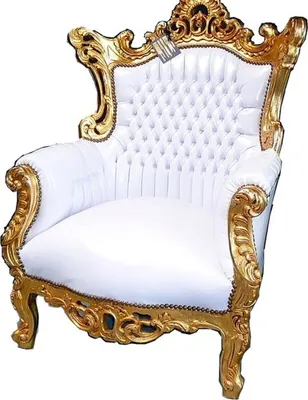 Produktbild von Casa Padrino Barock Sessel Al Capone Weiß / Gold - Antik Stil Wohnzimmermöbel