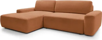 Zdjęcie produktu dla FURNLUX Narożnik Bouli pomarańczowo-czarny 264 cm / Kolor główny: pomarańczowy / Wymiary: 264 x 82 x 162 cm