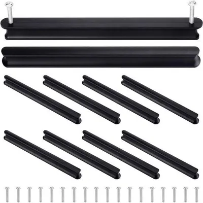 Produktbild von Set aus 10 schwarzen ergonomischen Griffen für Möbel und Schränke