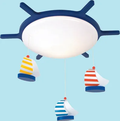 Produktbild von LED Kinderzimmer Deckenlampe dimmbar rund Design Steuerrad mit Mobile SEGELBOOTE