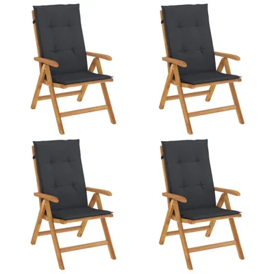 Image de vidaXL Chaises de jardin avec coussins 4 pcs. Bois massif teck