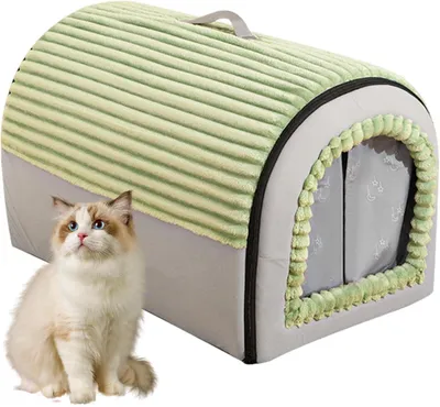 Produktbild von Abnehmbare Katzenhöhle und Haustierunterstand | Waschbares Katzenhaus für Welpen und Kleintiere zu Hause, im Wohnzimmer, Schlafzimmer, Spielbereich oder in der Wohnung