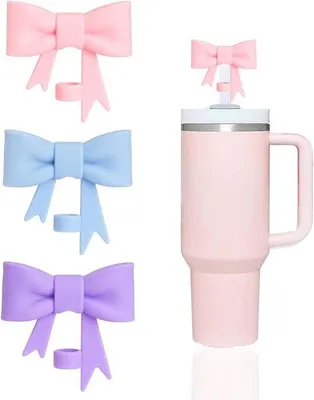 Image de Couvercles en silicone rose pour gobelets de 30 à 40 oz, lot de 3, réutilisables