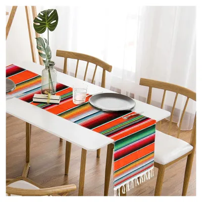 Produktbild von Mexikanischer Tischläufer 35 x 215 cm mit Quasten aus Baumwolle