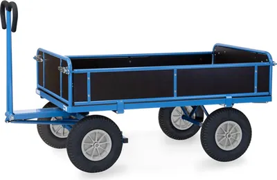 Produktbild von Fetra Handpritschenwagen mit Bordwänden und Polyurethanbereifung, 1540x840mm Ladefläche 750kg Tragkraft