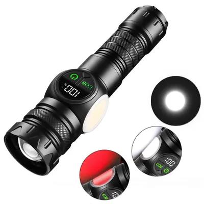 Produktbild von Taschenlampe, LED Taschenlampe Usb Aufladbar, Starke Taschenlampe mit COB 9 Leuchtmodi Und Zoom