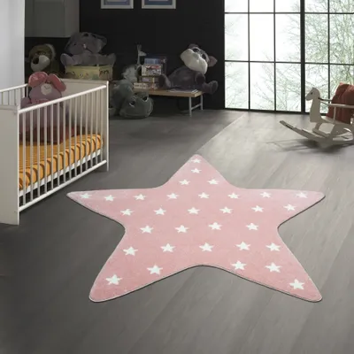 Produktbild von Kinderzimmer Teppich Stern in Rosa Größe - 120 cm Rund