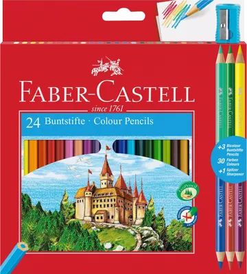 Immagine prodotto di Kredki ołówkowe Faber-Castell 24 kolory + 3 dwustronne + temperówka