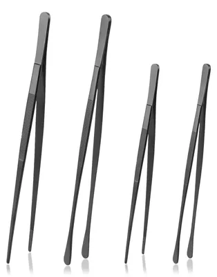 Produktbild von Kochpinzette 4er Set - Edelstahl Küchenpinzette für Kochen, Braten, BBQ und Meeresfrüchte - 25 cm und 30 cm