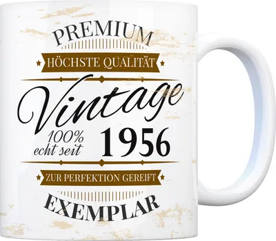 Produktbild von Vintage Tasse 100% echt seit 1956 Kaffeebecher [ber_jahrgeb]. Geburtstag