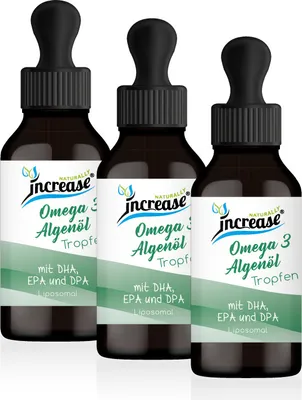 Produktbild von Nimm 3, zahl 2 Liposomale Omega 3 Tropfen aus Algenöl hochdosiert - (360.000mg in 3 Flaschen) 4000mg Omega 3 pro Tagesdosis