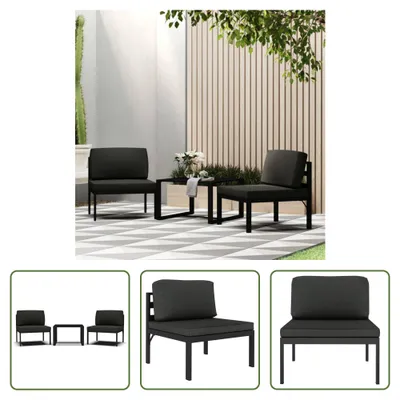 Produktbild von The Living Store 3-tlg. Garten-Sofagarnitur mit Kissen Aluminium Anthrazit