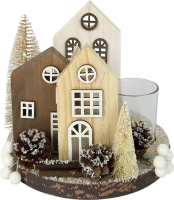 Produktbild von TrendLine weihnachtliche Häuser Wohndeko aus Holz Ø 18 x 15,5 cm