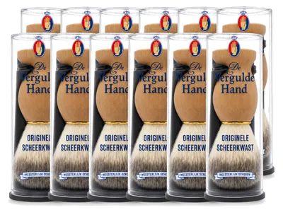 Productafbeelding van 12 x Scheerkwast "De Vergulde Hand" met houder - Voordeelverpakking - 12 stuks