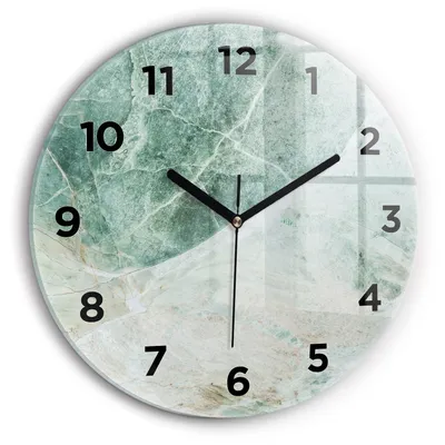 Produktbild von Wallfluent Wanduhr – Stilles Quarzuhrwerk - Uhr Dekoration Wohnzimmer Schlafzimmer Küche - Zifferblatt - schwarze Zeiger - 30 cm - Marmor Stein Textur