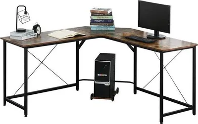 Obrázek produktu pro Rohový psací stůl ve tvaru L, černý a hnědý, 150 cm
